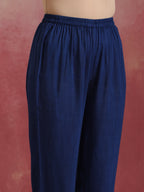 trueBrowns Blue Cotton Dobby Kurta Set | Grocsy