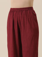 trueBrowns Ruby Wine Slub Textured Collar Co-Ord Set | Grocsy