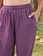 trueBrowns Purple Viscose Dobby Relaxed Co-ord Set | Grocsy