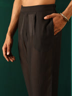 trueBrowns Men's Black Ikat Muslin Silk Printed Co-ord Set | Grocsy