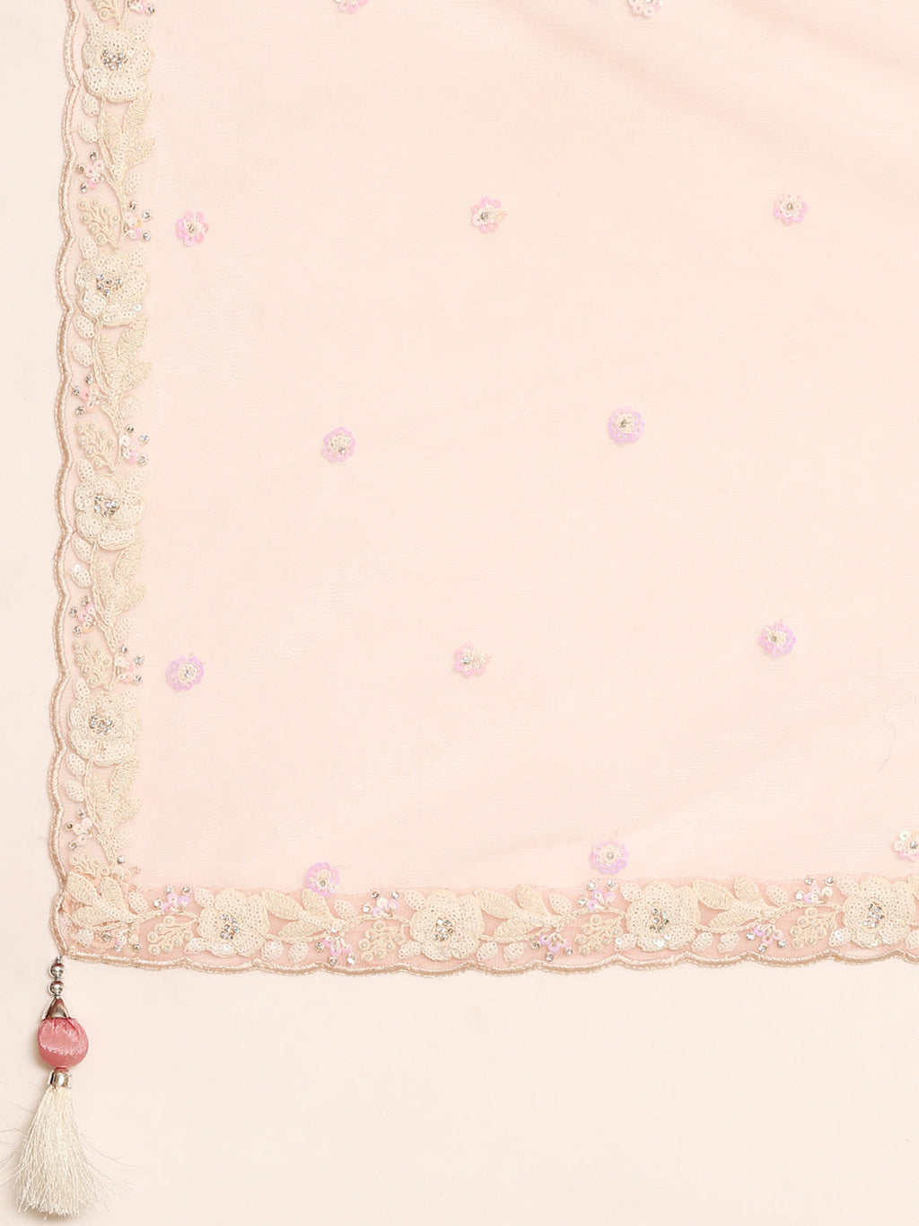 House of Panchhi Rose Gold Chinon Sequins And Zarkan Embroidery Lehenga Choli & Dupatta | Grocsy