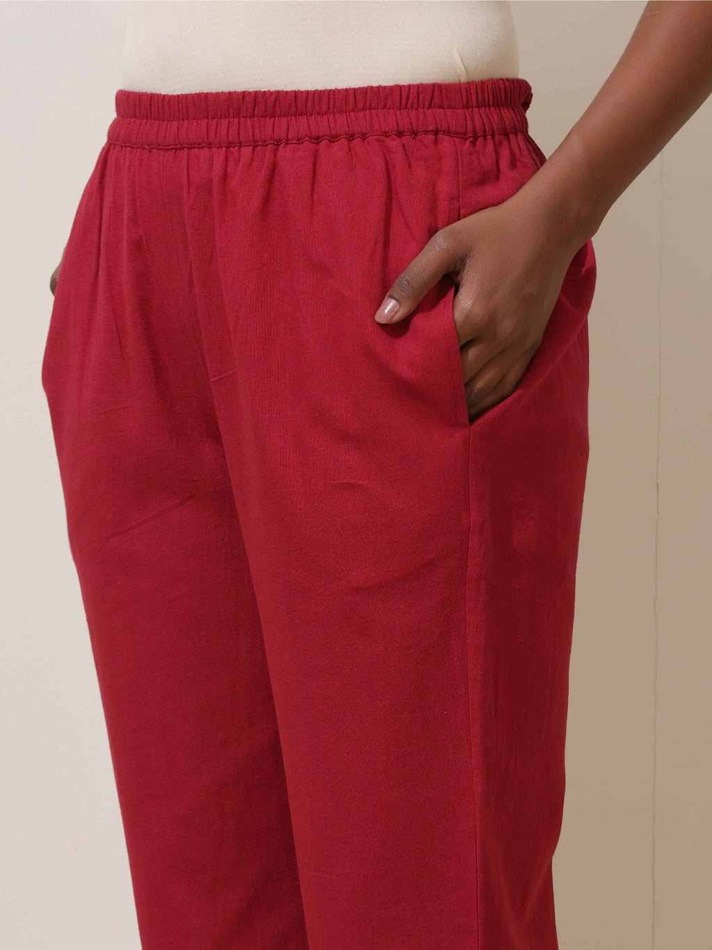 trueBrowns Maroon Cotton Linen Kurta Co-Ord Set | Grocsy