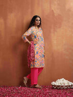 trueBrowns Orange Print Kurta Co-ord Set | Grocsy