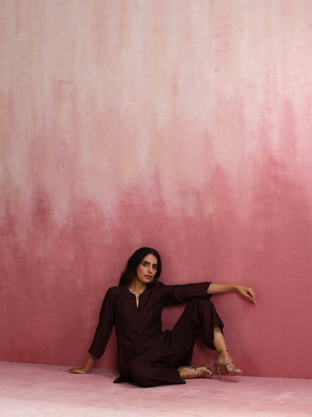 trueBrowns Cola Viscose Silk Kurta Co-ord Set | Grocsy