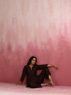 trueBrowns Cola Viscose Silk Kurta Co-ord Set | Grocsy