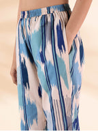 trueBrowns Blue Cotton Ikat Short Co-ord Set | Grocsy