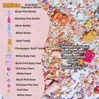 Confect Girls Baby Shower Sprinkles | Edible Sprinkles | Mix Silver, Gold & Blush pink Sprinkles | Grocsy