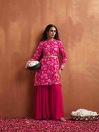 trueBrowns Red Print Sharara Set | Grocsy