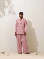 trueBrowns Pink Cotton Linen Co-Ord Set | Grocsy
