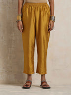 trueBrowns Gold Orange Silk A-line Kurta Set | Grocsy