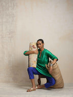 trueBrowns Bright Green Silk Kurta Co-ord Set | Grocsy