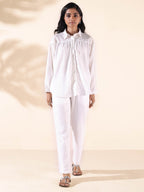trueBrowns White Cotton Shirt Co-ord Set | Grocsy