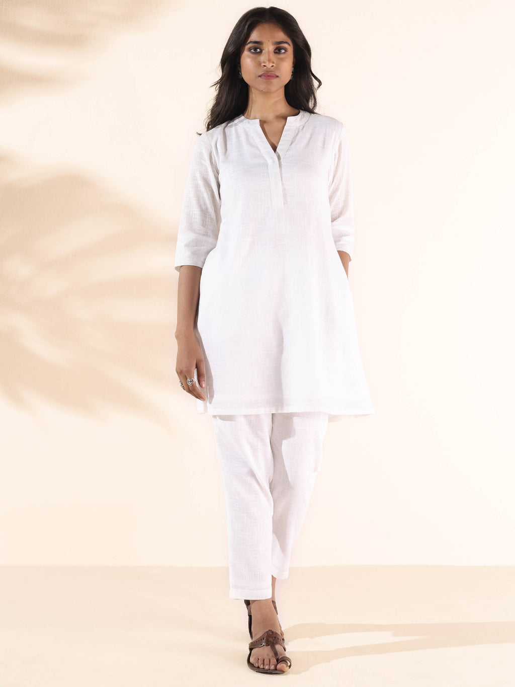 trueBrowns White Cotton Relaxed Co-ord Set | Grocsy
