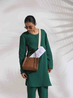 trueBrowns Green Cotton Kurta Co-ord Set | Grocsy