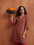 trueBrowns Rust Print Kurta Co-ord Set | Grocsy