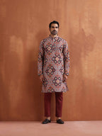 trueBrowns Men's Rust Geometric Printed Kurta | Grocsy