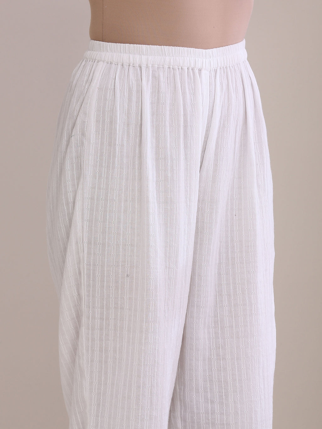 trueBrowns White Dobby Panel Kaftan Kurta Pant Set | Grocsy