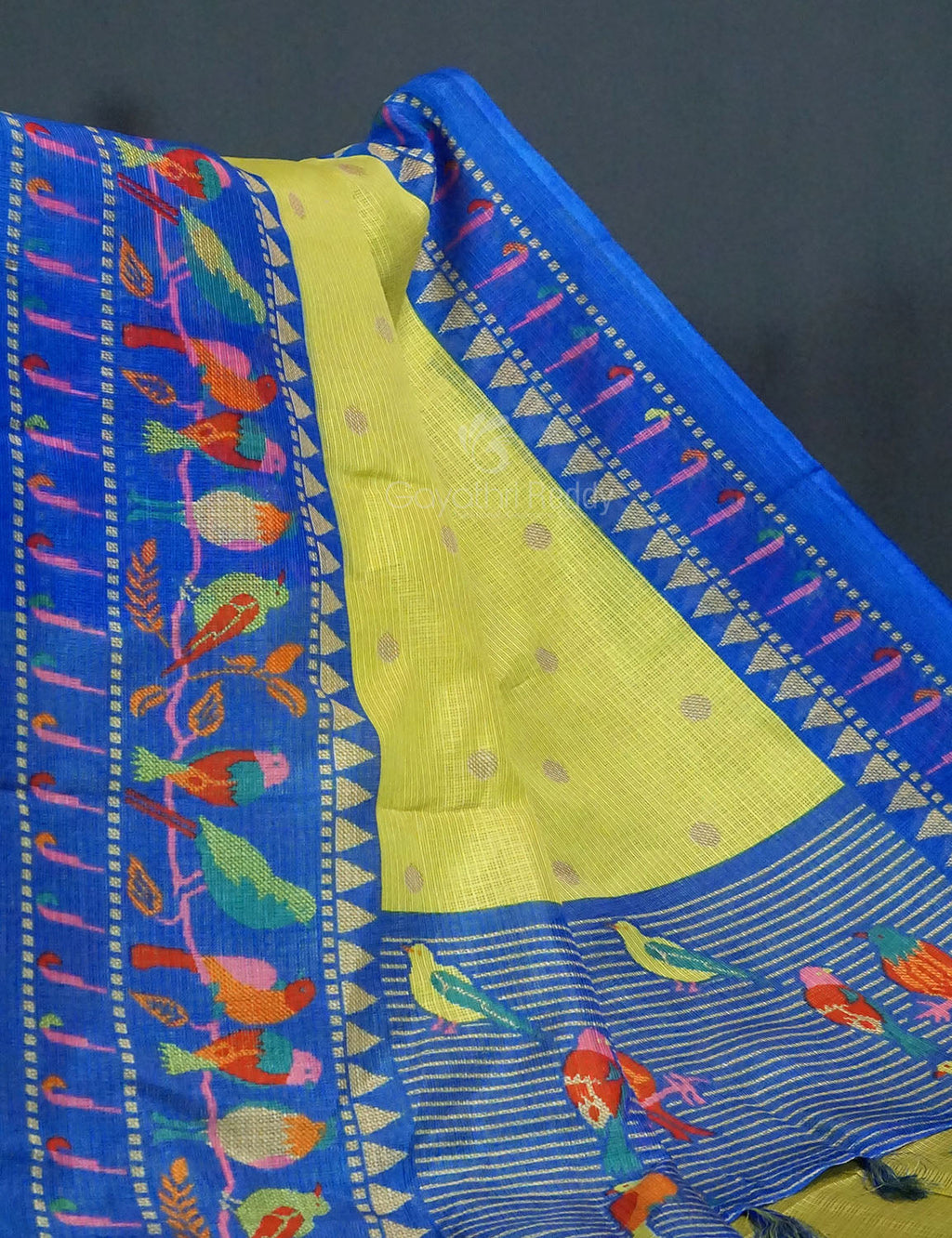 Parrot Green Colored with Buttes Semi Silk Kota Saree By Gayathri Reddy Designer Studio | Grocsy