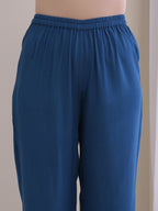 trueBrowns Classic Blue Dobby Pleated Co-Ord Set | Grocsy