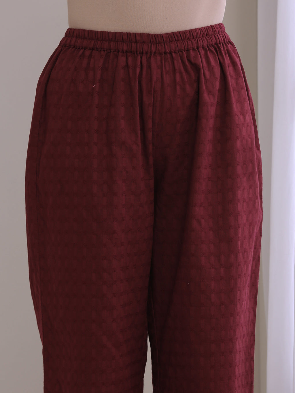 trueBrowns Ruby Wine Dobby Collar Short Co-Ord Set | Grocsy