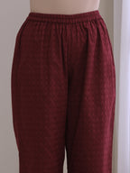 trueBrowns Ruby Wine Dobby Collar Short Co-Ord Set | Grocsy