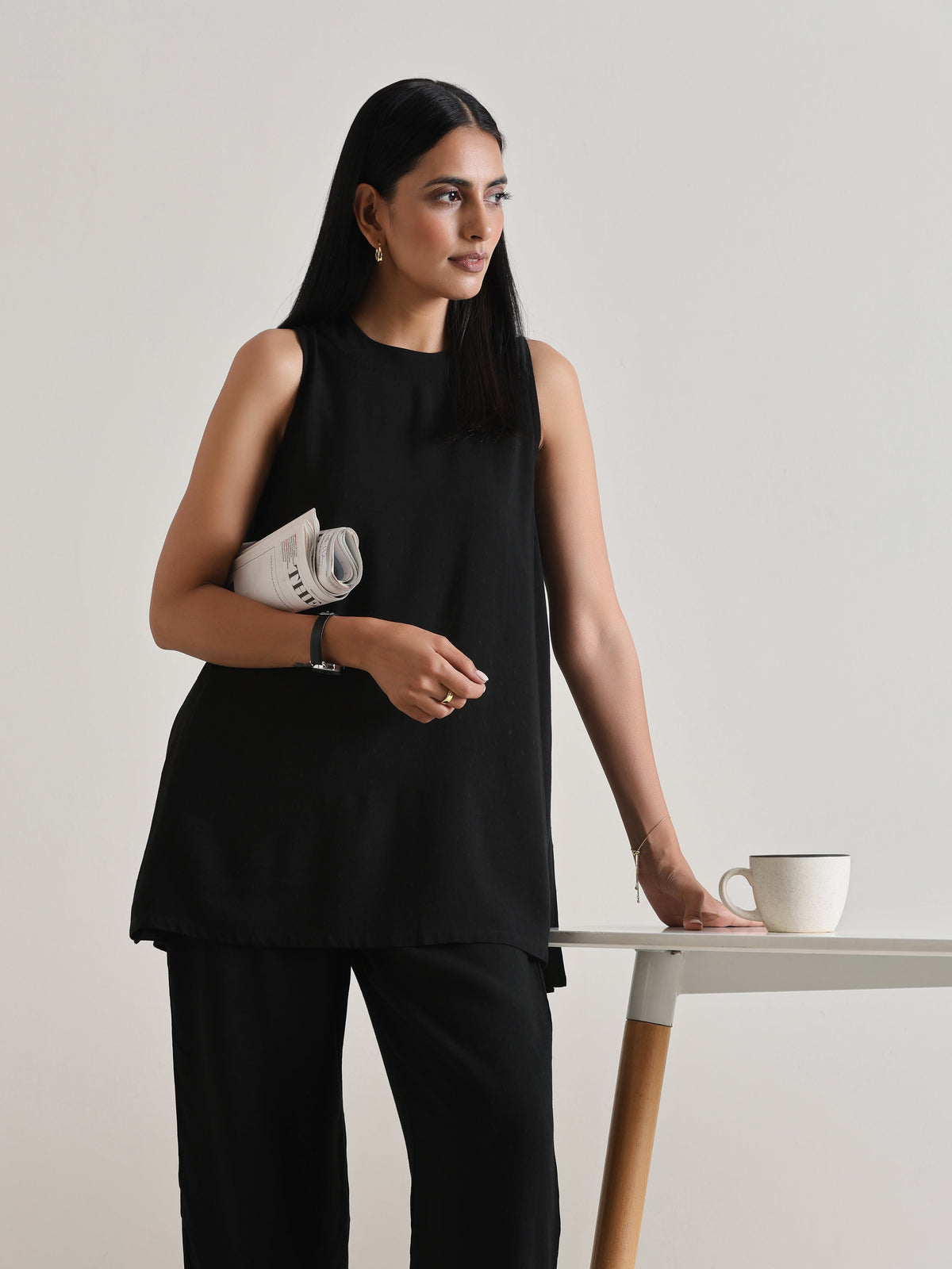 trueBrowns Black Sleeveless Co-Ord Set | Grocsy