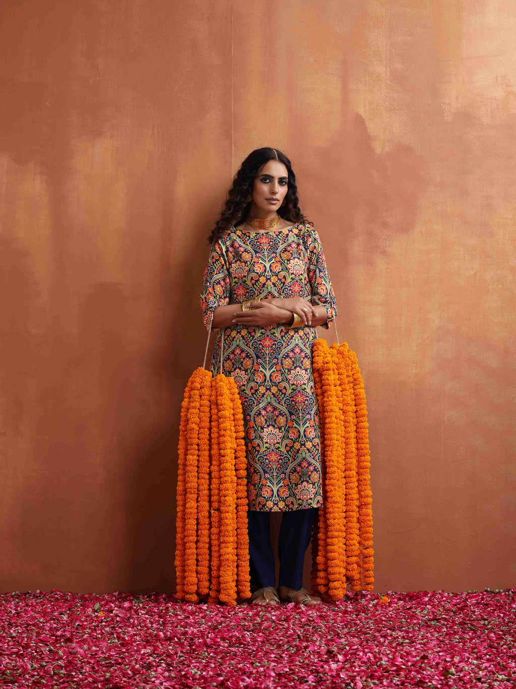 trueBrowns Blue Print A-line Kurta Set | Grocsy