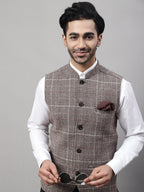 Even Apparels Men's Beige Pure Wool Nehru Jacket | Grocsy