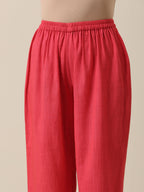 trueBrowns Bright Pink Slub Texture Baggy Sleeve Co-Ord Set | Grocsy