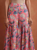 trueBrowns Orange Print Sharara Set | Grocsy