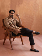 trueBrowns Men's Brown Printed Short Kurta | Grocsy