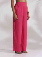 trueBrowns Pink Cotton Print Kurta Co-ord Set | Grocsy