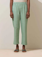 trueBrowns Mint Green Cotton Linen Kurta Co-Ord Set | Grocsy