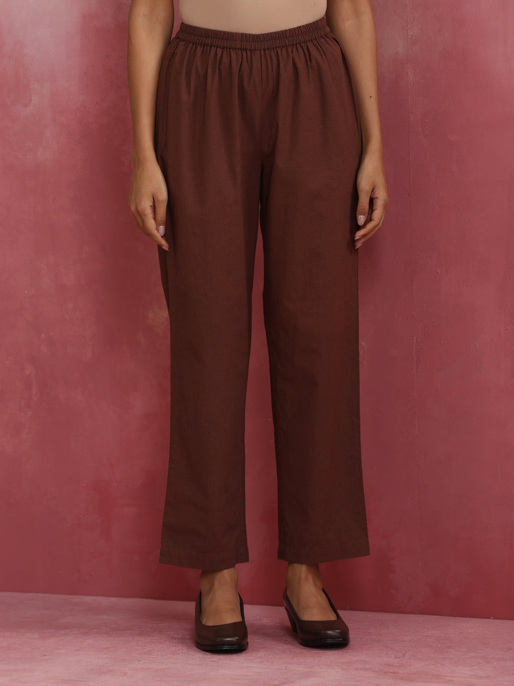trueBrowns Brown Cotton Dobby Kurta Co-ord set | Grocsy