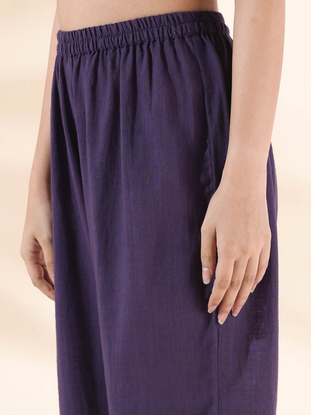 trueBrowns Purple Cotton Flared Co-ord Set | Grocsy
