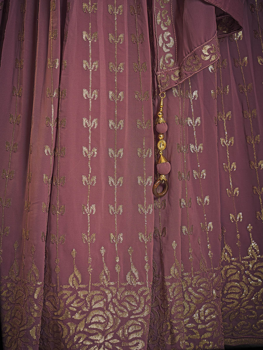 Myra Mauve Real Georgette Designer Gown Style Suit | Grocsy