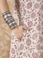 InWeave Dusty Mauve V Neck Aline Kurta Set | Grocsy