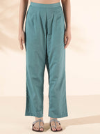 trueBrowns Green Cotton Ikat Flared Co-ord Set | Grocsy