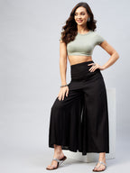InWeave Solid Black Palazzo | Grocsy