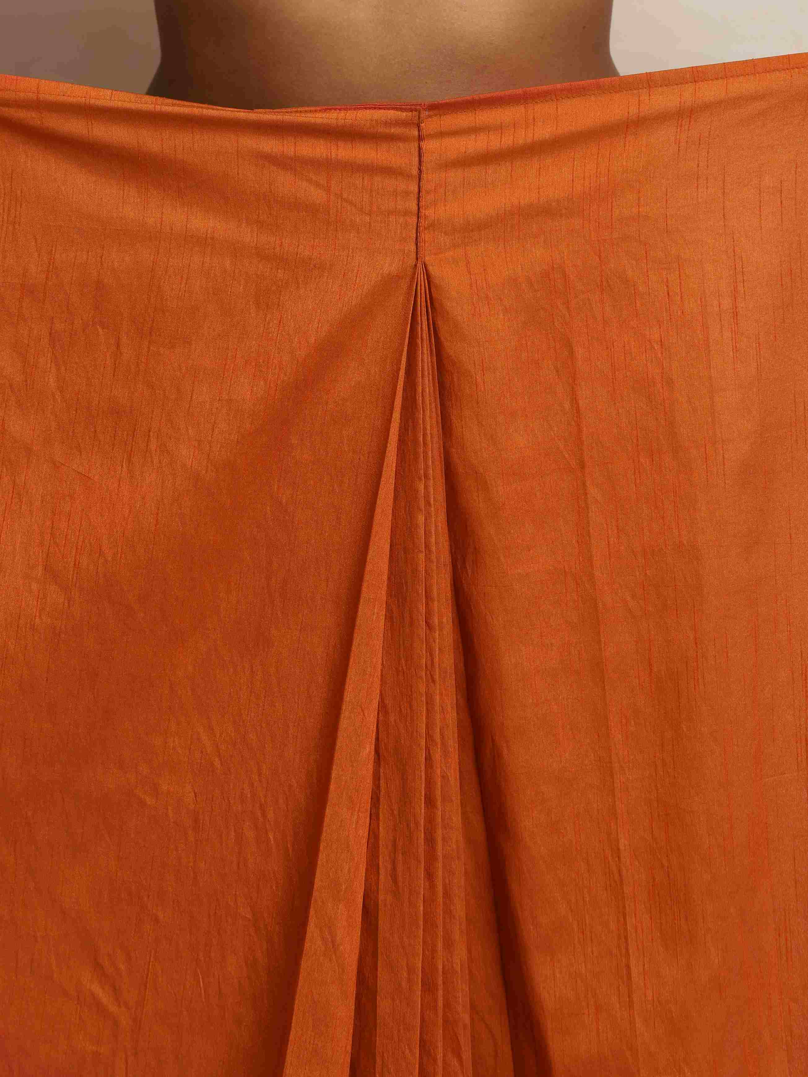 trueBrowns Orange Silk Ready To Wear Saree | Grocsy