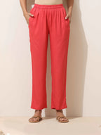 trueBrowns Coral Viscose Kurta Pant Set | Grocsy