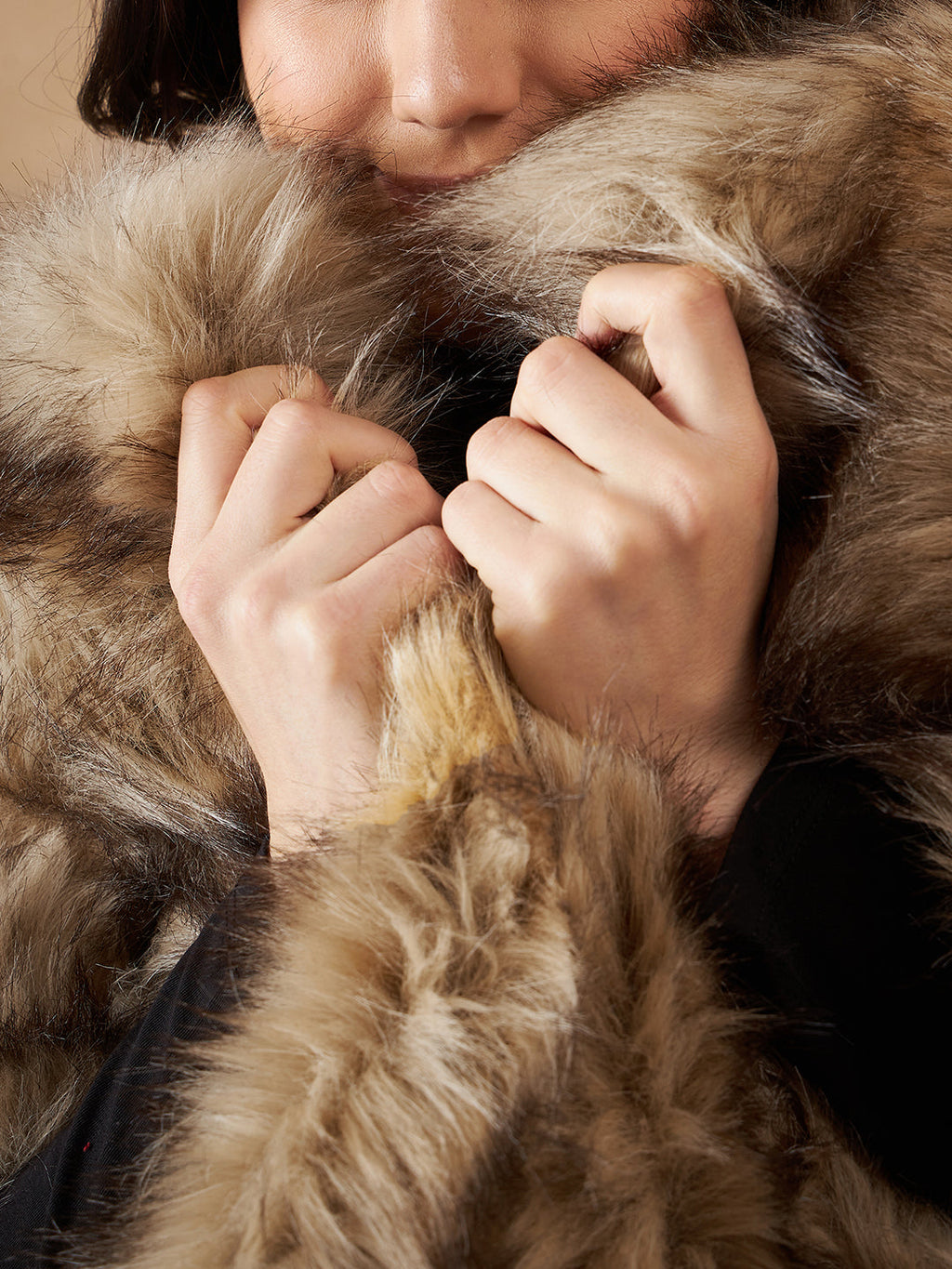 InWeave Women's Winter Beige Faux Fur Cape | Grocsy