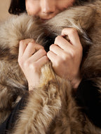 InWeave Women's Winter Beige Faux Fur Cape | Grocsy
