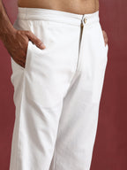 trueBrowns Men's White Cotton Shirt Collar Stylized Kurta Co-ord set | Grocsy