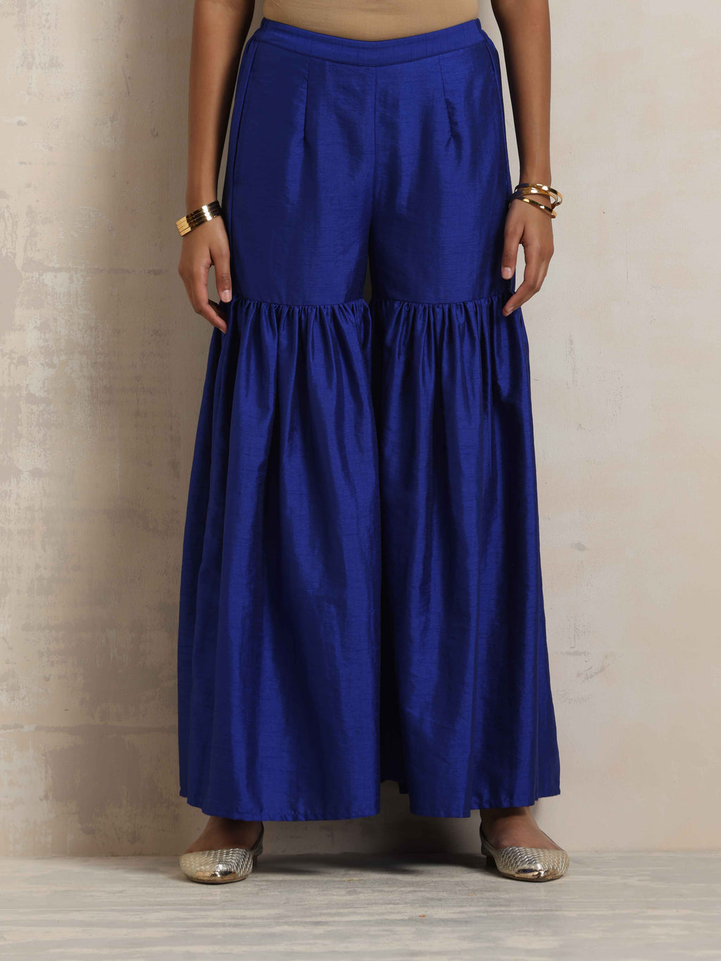 trueBrowns Electric Blue Sharara Dupatta Set | Grocsy