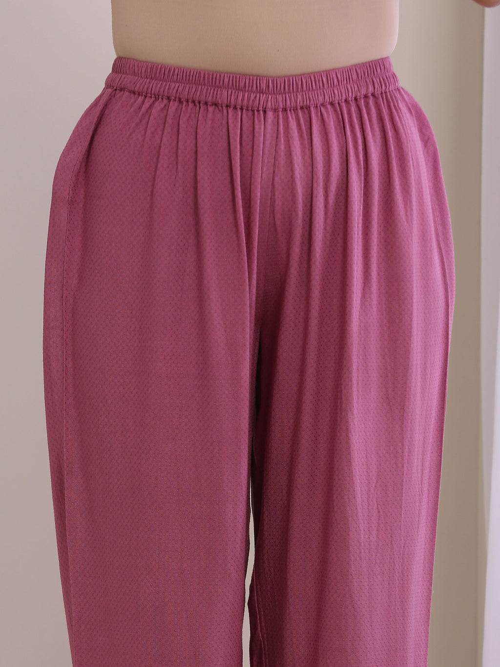trueBrowns Onion Pink Dobby Sleeveless Short Co-Ord Set | Grocsy