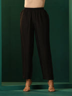 trueBrowns Black Silk Kaftan Pant Set | Grocsy