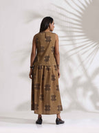 trueBrowns Beige Cotton Skirt Co-ord Set | Grocsy