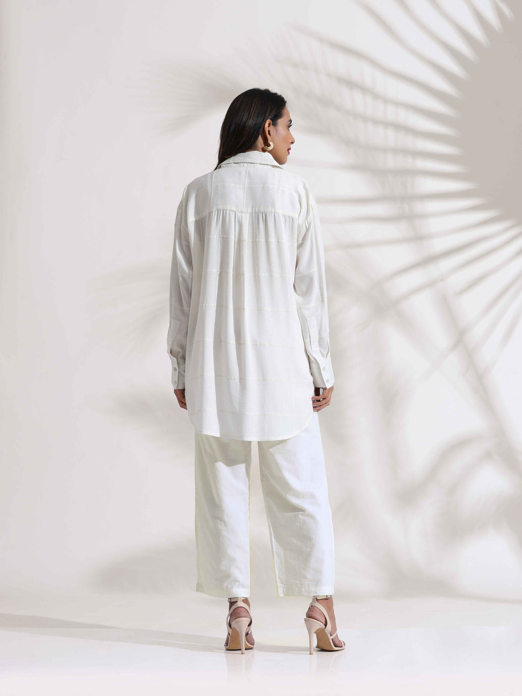 trueBrowns White Cotton Check Shirt Co-ord Set | Grocsy
