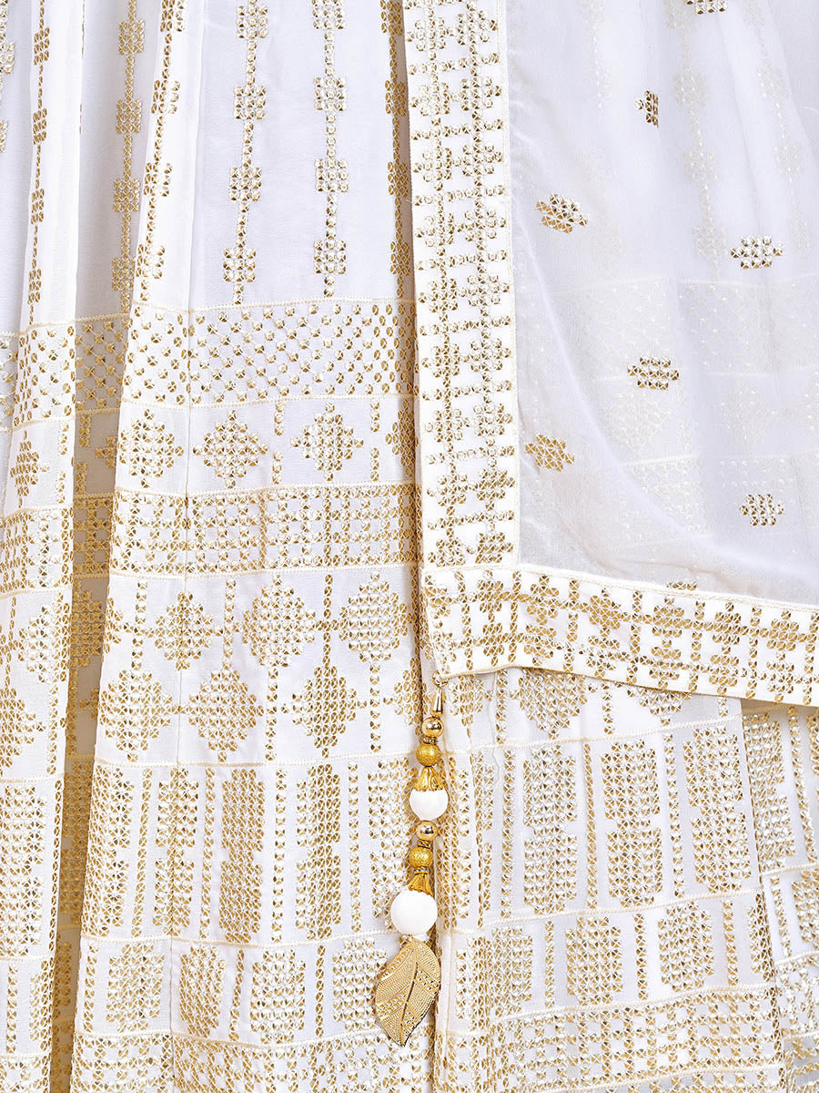 Myra White Georgette Real Georgette Lehenga Choli | Grocsy